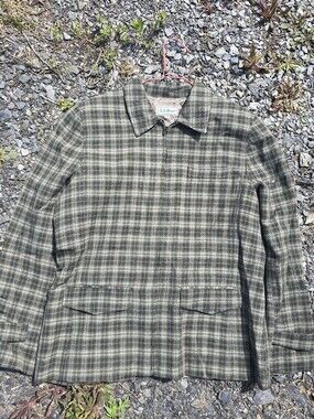 Vintage LL Bean Plaid Wool Leisure Jacket Size 10  Medium Green Gray